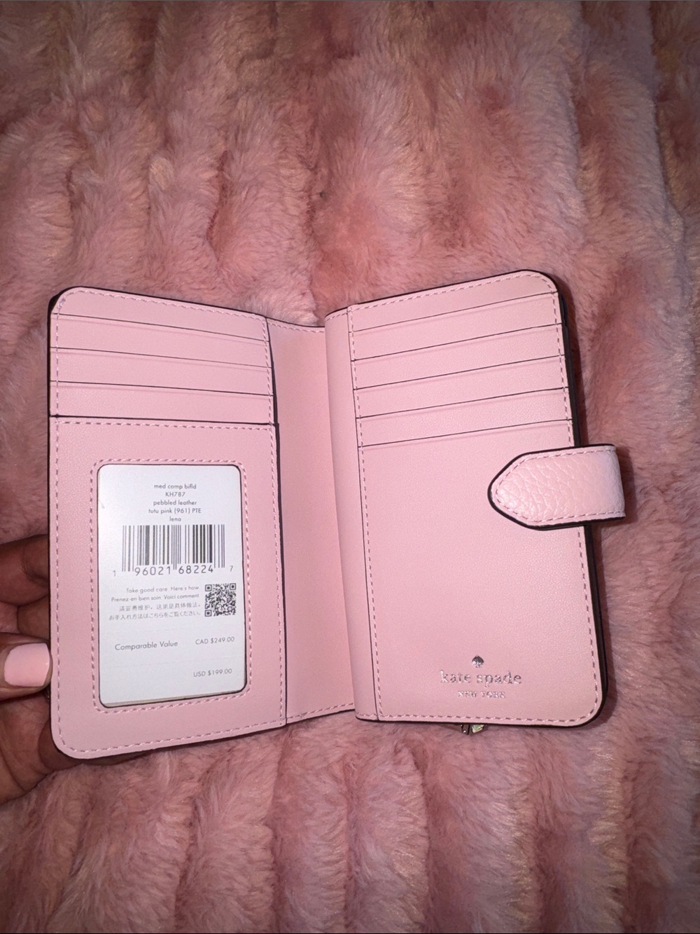 kate spade Tutu Pink Leather Snap Card Wallet